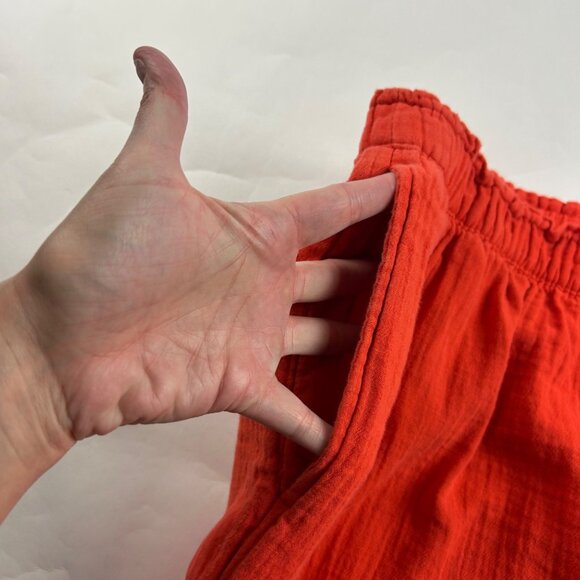 Old Navy Warm Sunset Orange Crinkle Cotton High Rise Wide Leg Pant XXL - Picture 3 of 7